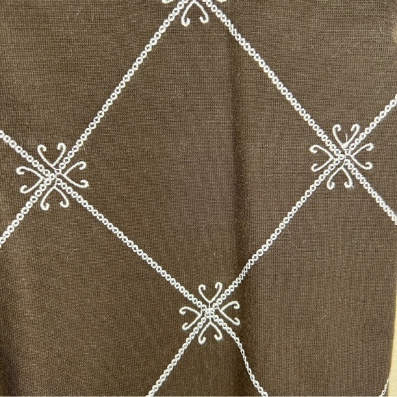 SIZE 6 ANN TAYLOR LOFT BROWN WHITE EMBROIDERED CROPPED CAPRI PANTS BOHO PREPPY - Picture 6 of 11